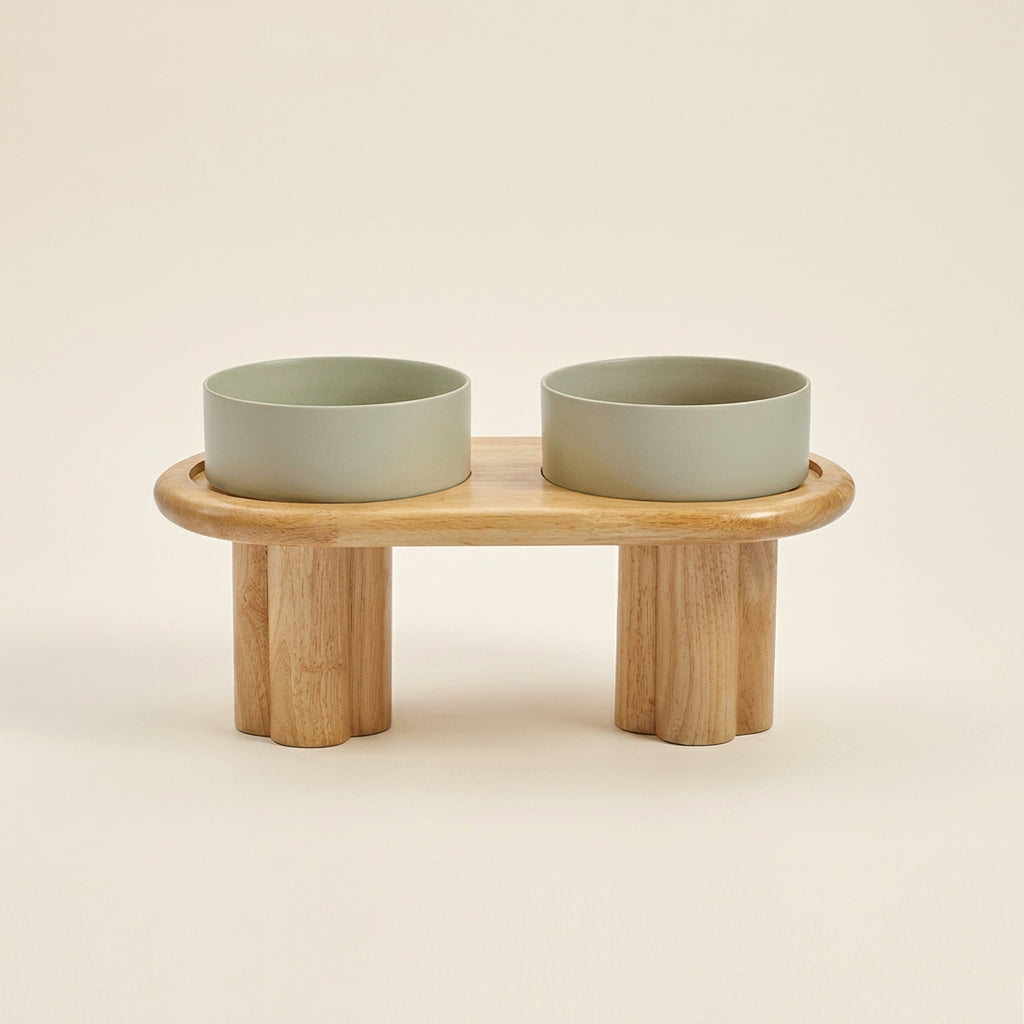 Solid Wood Elevated Dog Dining Table