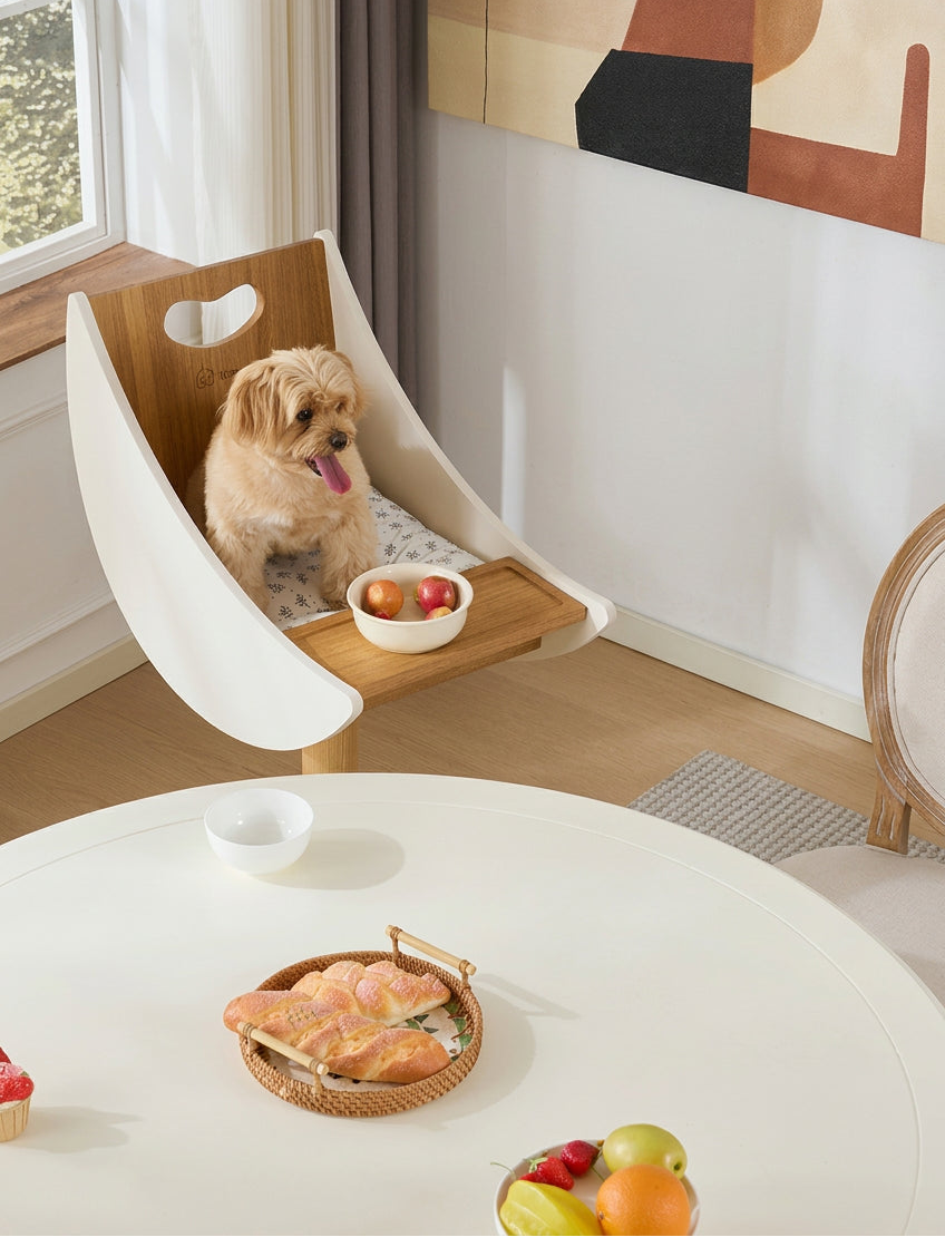 Solid Wood Moon-Shaped Pet Dining Chair