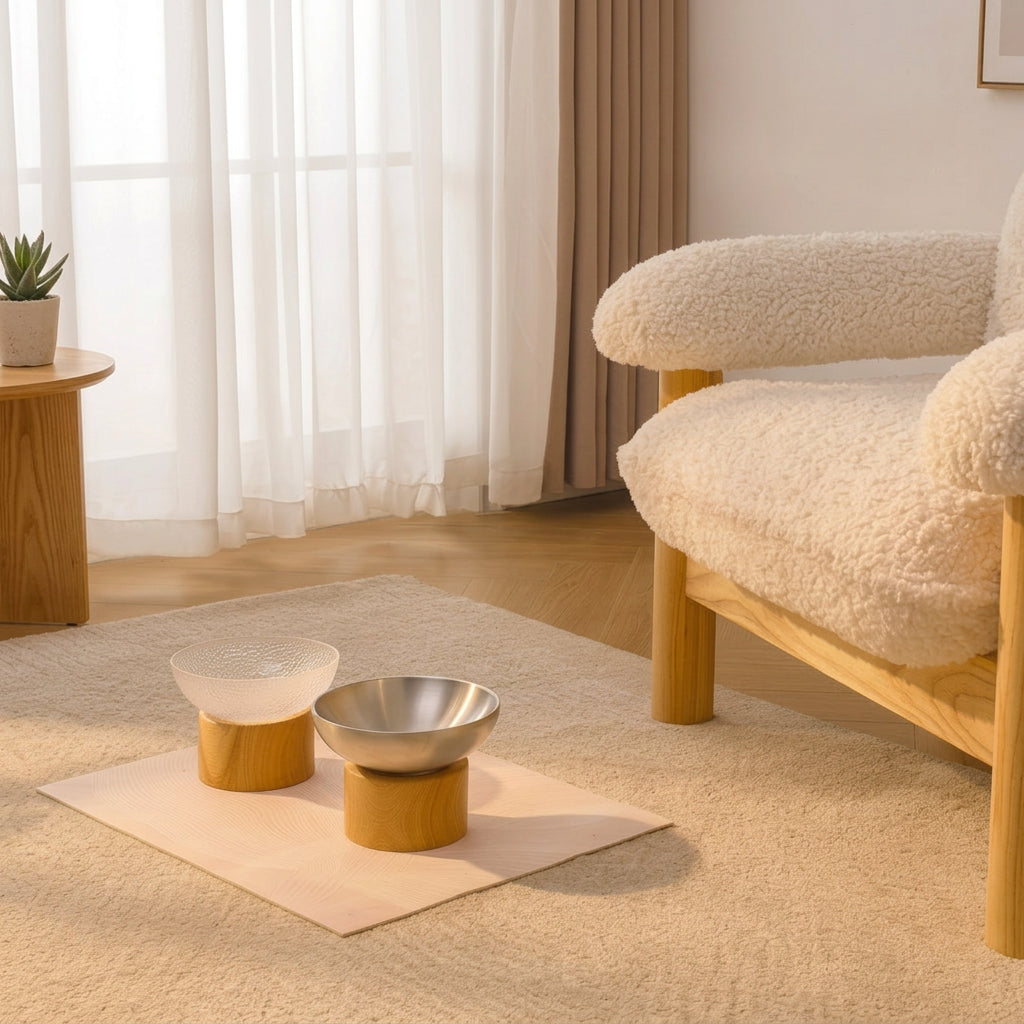 Solid Wood Elevated Pet Bowl Set