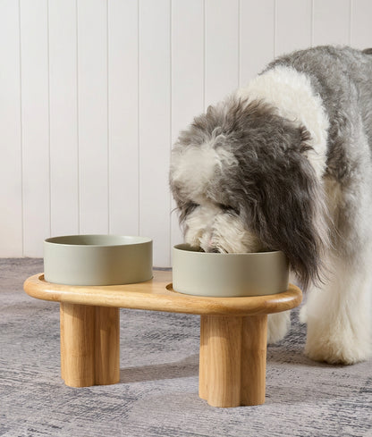Solid Wood Elevated Dog Dining Table
