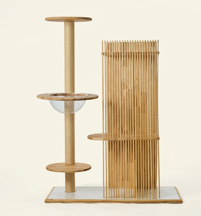 Solid White Oak Side Table Cat Tree
