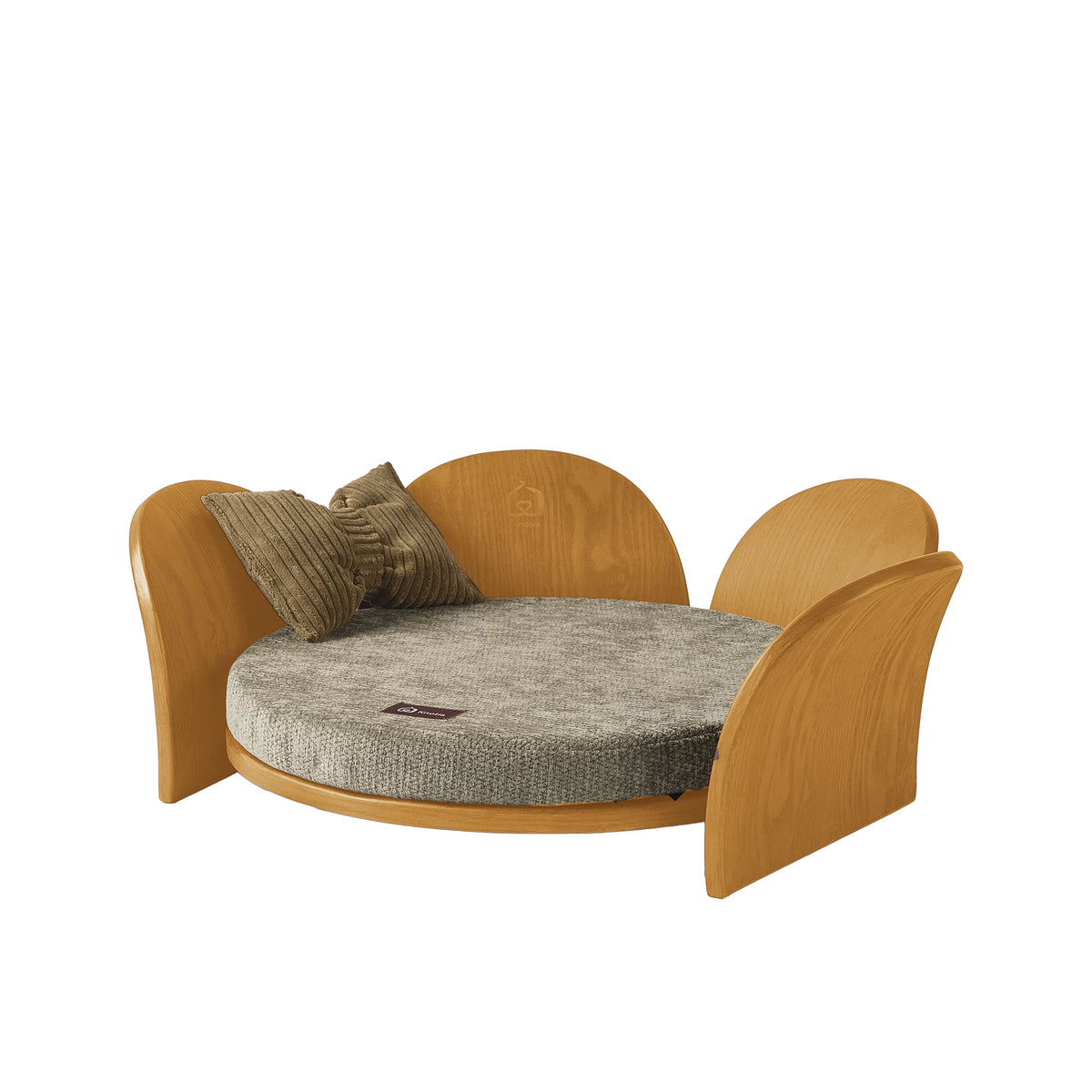 Solid Wood Pet Bed with Petal Cushion