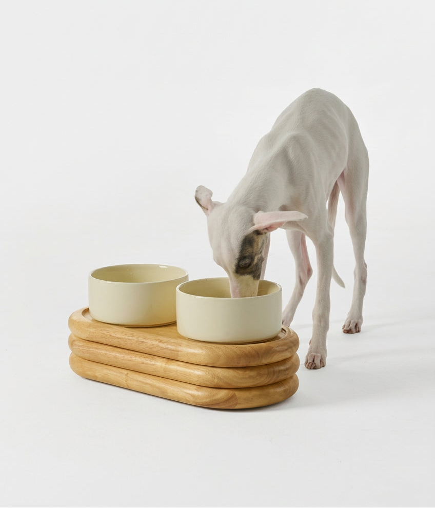 Solid Wood Elevated Pet Feeder Table