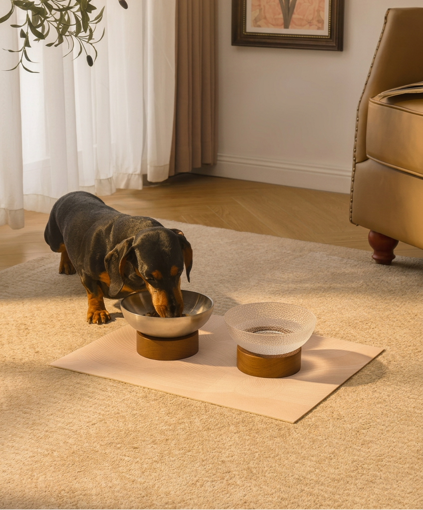 Solid Wood Pet Feeder Bowl