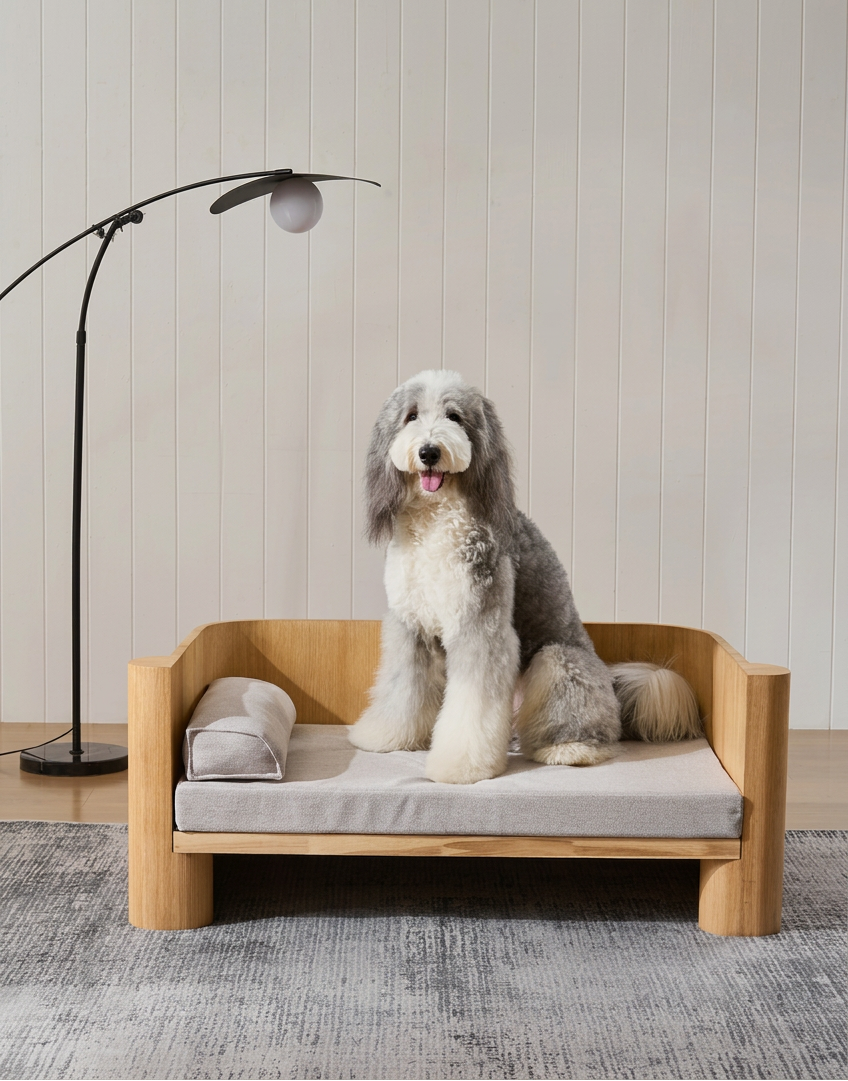 Solid Wood Semi-Enclosed Elevated Pet Bed