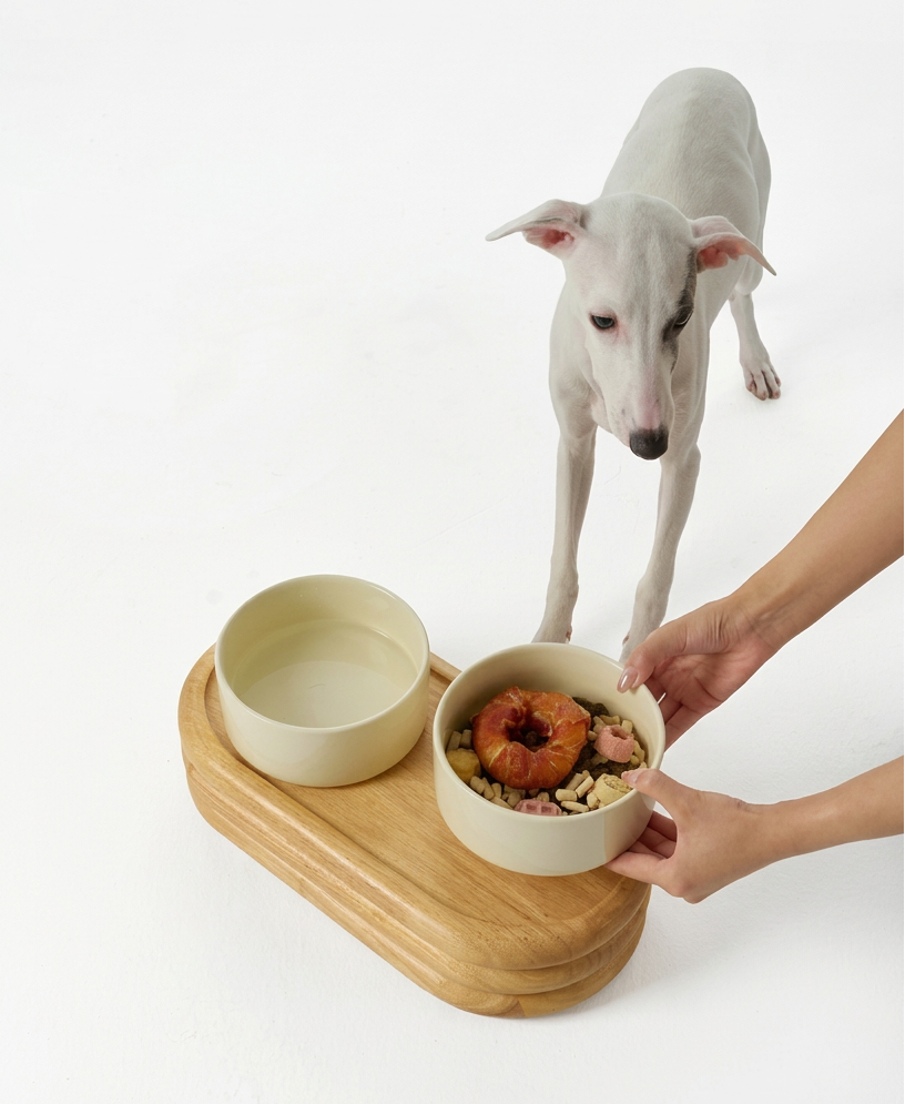 Solid Wood Elevated Pet Feeder Table