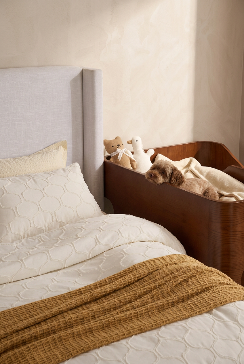 Solid Wood Double-Layer Pet Villa Bed