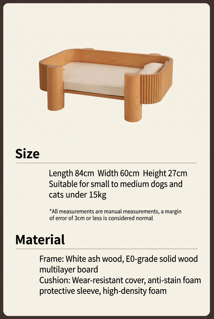 Solid Ash Wood Elevated Pet Bed